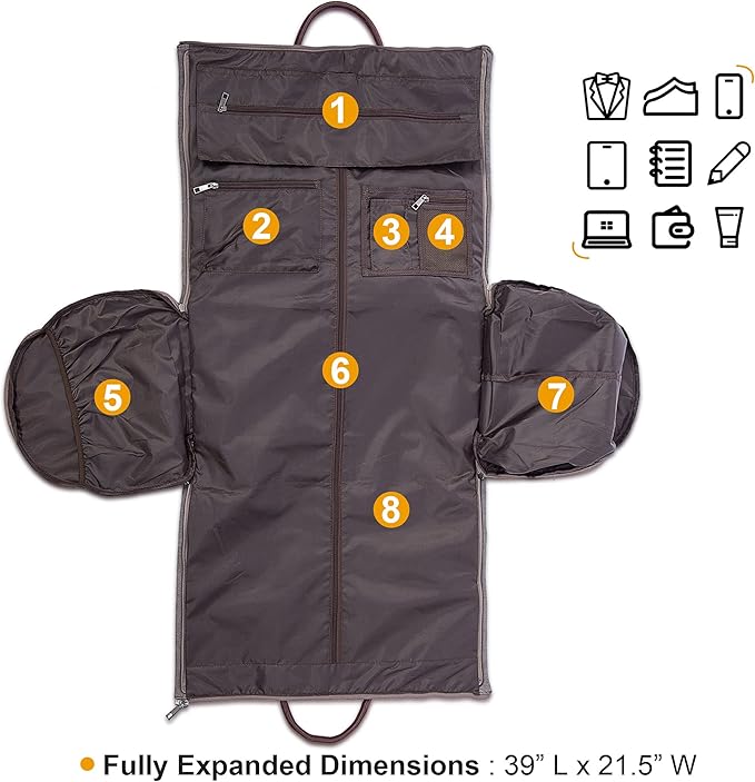 seyfocnia Convertible Travel Garment Bag,Carry on Garment Duffel Bag for Men Women - 2 in 1 Hanging Suitcase Suit Business Travel Bag