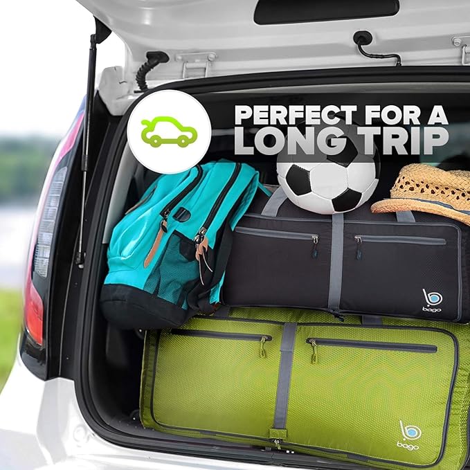 Bago Big XXL Foldable Duffel Bags for Traveling Women & Men - 140L Packable Duffle Bag for Travel with Shoe Compartment - Water Repellant, Heavy Duty, Lightweight Folding & Collapsible (Green)