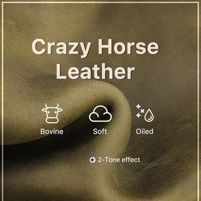 CONTACTS Crazy Horse Leather Cufflink Box for Men Travel Jewelry Storage Case Small Jewelry Organizer Padded Tray for Cufflinks Rings Earrings Studs (Green)