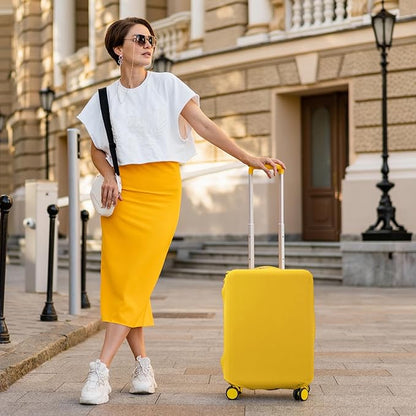 uxcell Luggage Cover for Suitcase Protector, Fit 21-25 Inch Luggage Elastic Suitcase Cover Scratch-Resistant Covers for Travel Business Trips, Yellow (M)