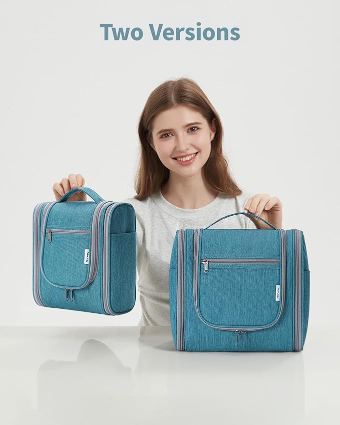 Narwey Small Hanging Travel Toiletry Bag Cosmetic Make up Organizer for Women and Men (Medium, Teal)