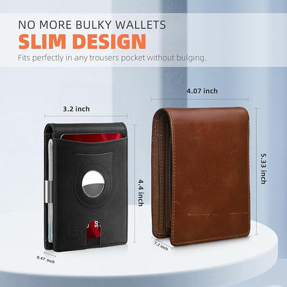 Zitahli Men's Wallets Airtag Holder Slim Rfid Leather with Gift Box