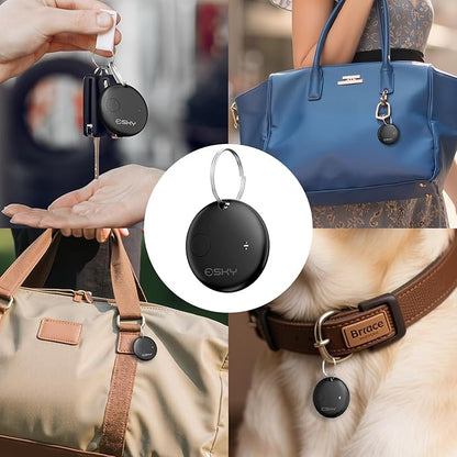 Esky Air Tracker Tags-4 Pack, Bluetooth Smart Luggage Tracker Works with Apple Find My APP (iOS Only, Not for Android), Key Finder and Item Locator for Luggage, Backpack, Suitcases, Wallet
