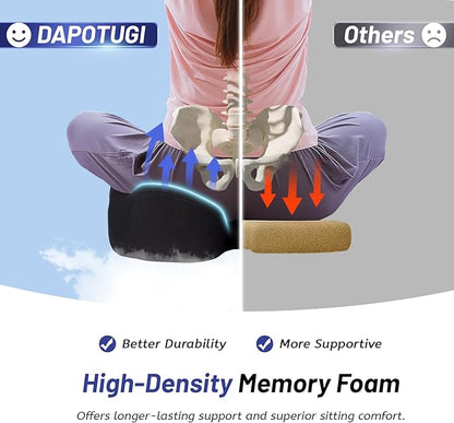 Ergonomic Seat Cushion for Office Chair, Extra Large Car Seat Cushion, Memory Foam Chair Cushion for Tailbone Pain Relief & Pressure Relief Sciatica and Back Support for Long Sitting (Blue)