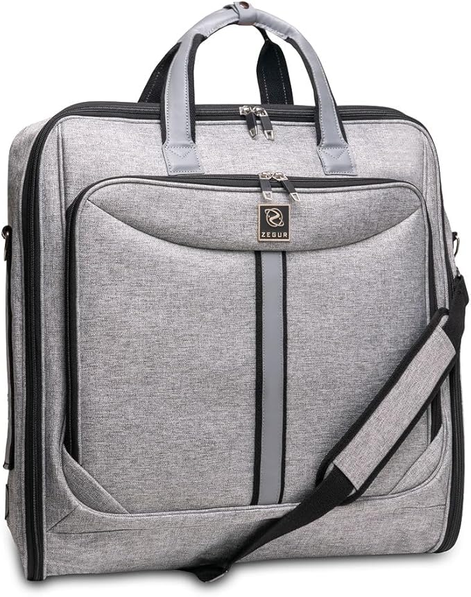 Premium Suit Garment Bag Carry On - Hangs 4 Suits - Travel & Business with Shoulder Strap and Laptop Compartment