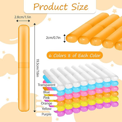 48 Pcs Travel Toothbrush Case Holder, 6 Colors Bulk Toothbrush Holders Portable Plastic Toothpaste Cover Protector Dust-proof Toothbrushes Storage for Travel Camping School Business Home