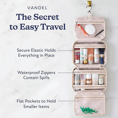 VANDEL Waterproof Hanging Toiletry Bag for Travelling, Hanging Makeup Organizer Bag, Cosmetic Travel Bags for Women Travel Toiletry Bags, Makeup Case Toiletries Organizer Hygiene Bathroom Shower Caddy