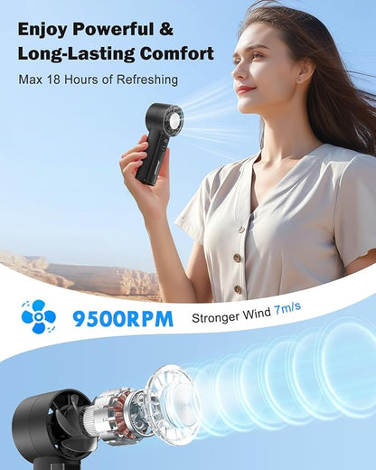 AMACOOL Handheld Fan with Ice Cooler, Mini Portable Fan Rechargeable, 18Hrs Cooling, 0-100 Adjustable Speed, Small Yet Powerful, Personal Hand Fans for Travel, Beach, Outdoor, Makeup, Gifts for Women