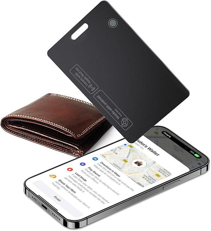 Wallet Tracker Card for Apple & Android, Find My Credit Card Tracker for Wallet, Luggage, Passport, Rechargeable Tracking Card Works with Apple Find My & Google's Find Hub (Black, 1 Pack)
