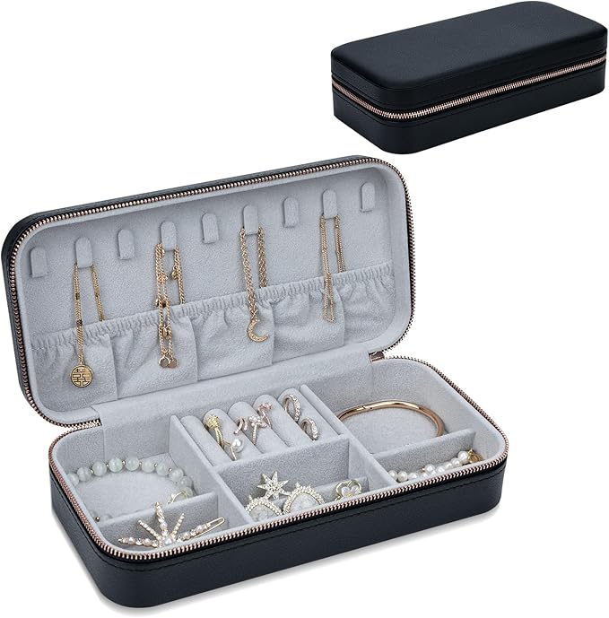 Travel Jewelry Box Jewelry Organizer for Travel Jewellery Organizers Box Jewelry Box for Women on Hallowmas Christmas Valentine's Birthday Black