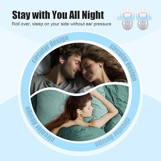 Ear Plugs for Sleeping Noise Reduction, Beinkap Reusable Earplugs Hearing Protection for Focus, Study, Work – 6 Pair Eartips in S/M/L – Flexible Silicone Soft – 35dB Noise Cancelling - Transparent