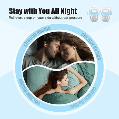 Ear Plugs for Sleeping Noise Reduction, Beinkap Reusable Earplugs Hearing Protection for Focus, Study, Work – 6 Pair Eartips in S/M/L – Flexible Silicone Soft – 35dB Noise Cancelling - Transparent