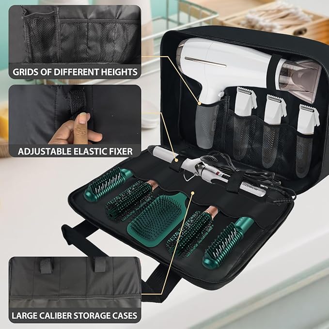 Barber Tool Bag, 13.9 * 3.94 * 11.02in Travel Case for Hair Clippers Hair Trimmer Storage Organizer Portable Clipper Case Barber Supplies Organizer Bag for Combs Clipper guards Men Razor Guard