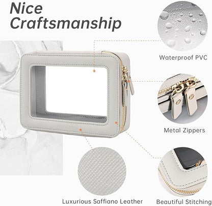 Aveniee Clear Makeup Bag Organizer,Travel Toiletry Bag for Women,Waterproof Cosmetic Pouch with Zippers,Car Accessories Organizers and Storage Case,Grey