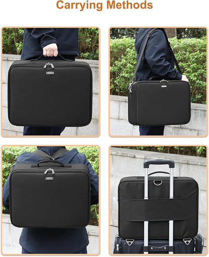 Relavel Extra Large Cosmetic Bag with LED Mirror, Train Makeup Case with Adjustable Dividers and 4 Removable Pouches, Hair Supplies Organizer, Portable Cosmetic Organizer Bag for Makeup Artists