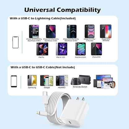 Fast Charger iPhone,10 Feet iPhone Charger,Super Fast Charging Block with 10Foot USB C to Lightning Cable Type C Wall Plug Charging for iPhone 14/14 Pro Max/14 Plus/13/13 Mini/12/11/X/XR/SE,iPad
