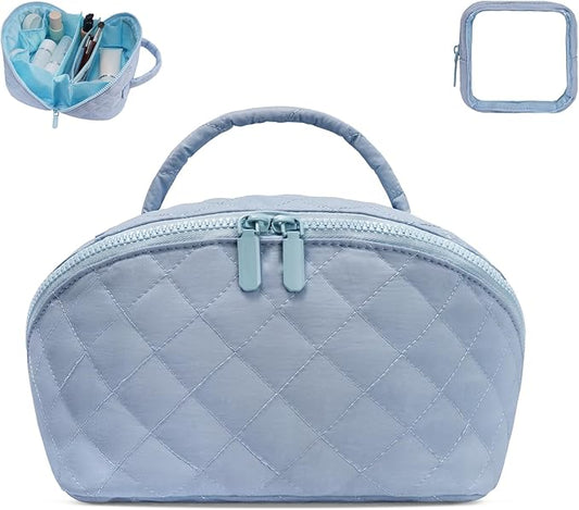 Makeup Bag,Quilted Puffer Cosmetic Bags,Travel Toiletry Bag for Women,Large Capacity Waterproof Make up Bag Set