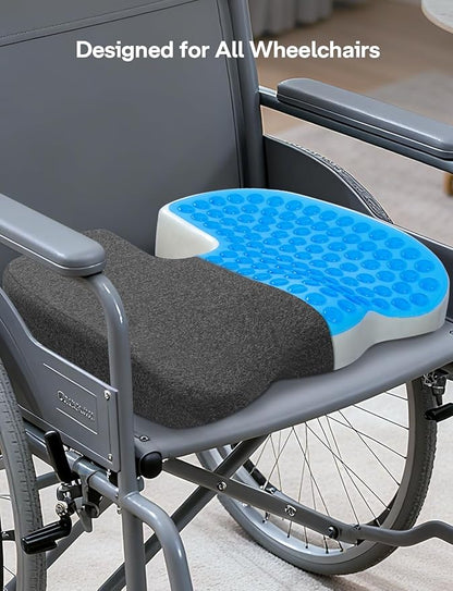 Medisana Gel Wheelchair Seat Cushion for Pain Relief，GC 150B Seat Cushion for Tailbone, Sciatica, Back & Hip Support, Ergonomic Seat Pillow for Office, Car Seat & Wheelchair (Black)