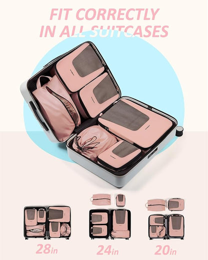 BAGSMART Compression Packing Cubes for Travel, 6 Set/5 Set/4 Set, Compression Suitcase Organizer Bags Set for Suitcases Travel Essentials, Lightweight Packing Organizers
