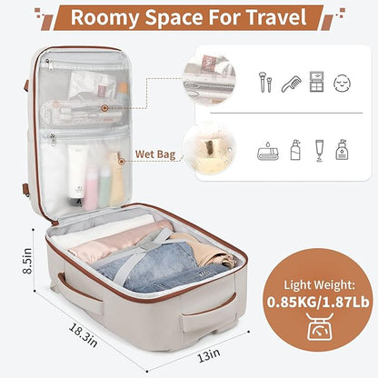 ZOMFELT Travel Backpack for Men, Carry on Backpack, TSA 17.3 inch Laptop Backpack Flight Approved, Personal Item Travel Bag Nurse Bag Casual Daypack for Weekender Business Trip, Khaki White