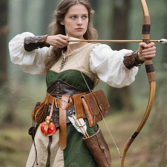 Renaissance Belt Pouch Viking Leather Medieval Belt Waist Bag Pirate Cosplay Festival Halloween Adjustable Accessories (Pouch-Brown)