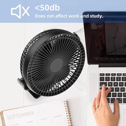 Dorobeen Clip Fan, 8 Inch Mini Quiet Desk Fan, 10000mAh USB Rechargeable Battery Operated Clip on Fan, USB Desk Fan, Portable Personal Small Fan For Desk, Office,Golf Cart