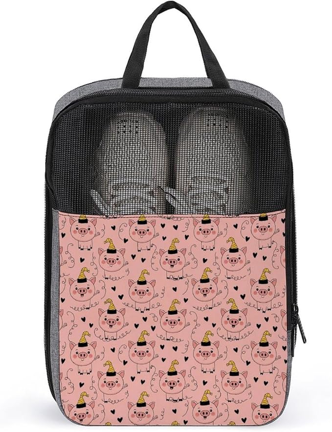 Golf Shoe Dust Bags for Man and Women Cute Pink Pig Travel Shoe Bag Holds 1 Pair of Shoes Portable Sneaker Bags