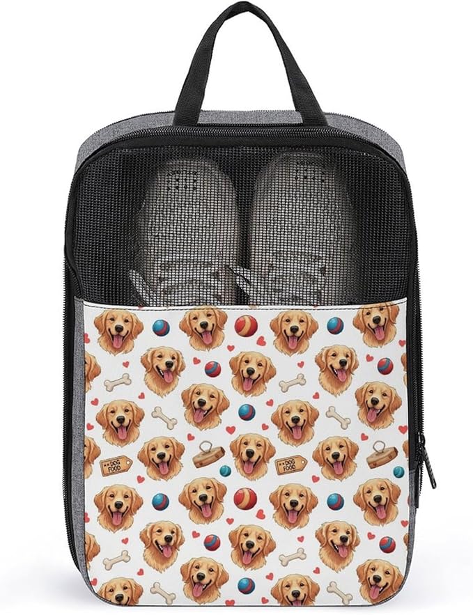 Travel Suitcase Shoe Organizer Pouch Golden Retriever Lightweight Shoe Bags for Storage and Packing Sneaker Bags