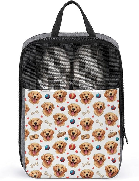 Travel Suitcase Shoe Organizer Pouch Golden Retriever Lightweight Shoe Bags for Storage and Packing Sneaker Bags