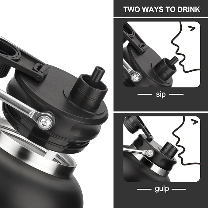 Zenbo One Gallon Jug with Straw, 128 oz Double Wall Vacuum Insulated Sports Water Bottle, Keeps Cold up to 48 Hours, Leak-Proof & Sweat-Proof Stainless Steel Water Jug for Gym, Outdoor & Camping