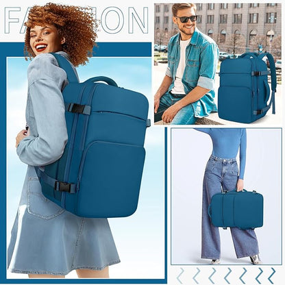 ZOMFELT Travel Backpack for Men, Carry on Backpack, TSA 17.3 inch Laptop Backpack Flight Approved, Personal Item Travel Bag Nurse Bag Casual Daypack for Weekender Business Trip, Blue