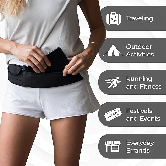 The Belt of Orion Running Belt & Slim Fanny Pack for Men & Women Anti-theft Passport Holder & Money Belt For Travel - Comfortable Phone Holder For Running, Hiking, & at the GYM - Travel 9"x4"