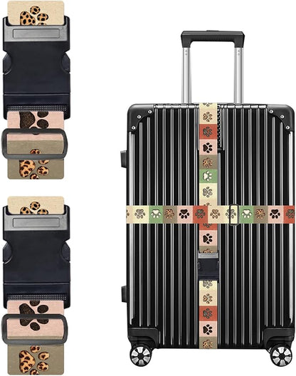 Nuxovilar Luggage Straps of 2 Set Colorful Paw Prints Pattern, 1.96x90.5 inches - Luggage Straps for Suitcases, Ideal for Pet Lovers, Travel, Daily Use