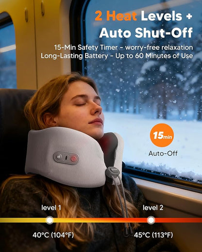 arboleaf Heated Neck Pillow for Travel, Memory Foam Airplane Pillow with Graphene Zoned Heating, USB-C Rechargeable, 360° Support — Comfort & Neck Pain Relief for Long Flights, Car & Office