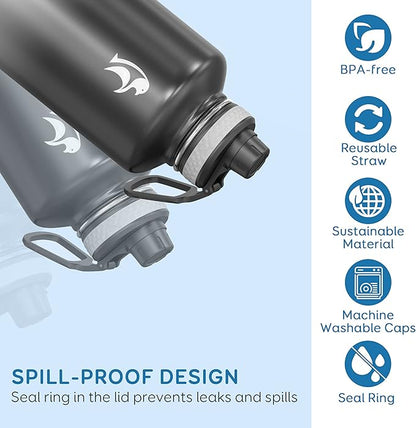 Coolflask Water Bottle 87 oz with Straw, 2/3 Gallon Insulated Stainless Steel 3 Lids Large Water Jug Wide Mouth for Sports or Office, Non-BPA Keep Cold Up to 48 Hrs or Hot Up to 24 Hrs, Piano Night