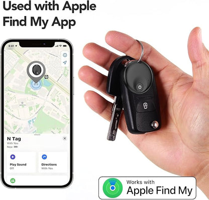 Air Tracker Tags-4 Pack, Smart Bluetooth5.3 Tracker, Item Finder Work with Apple Find My, Trakcer Tag Locator for Keys, Luggage, Backpack, Suitcase,120dB Sound,Waterproof Protective(4Black)