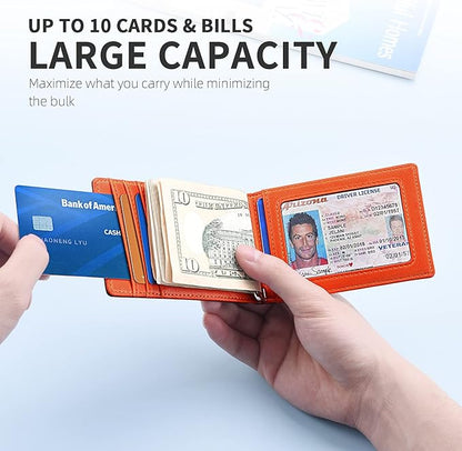Zitahli Wallet for Men-6 Slots ID Window-Mens Wallets-Slim Wallet Classic Spring Money Clip RFID Blocking-Gift for Men