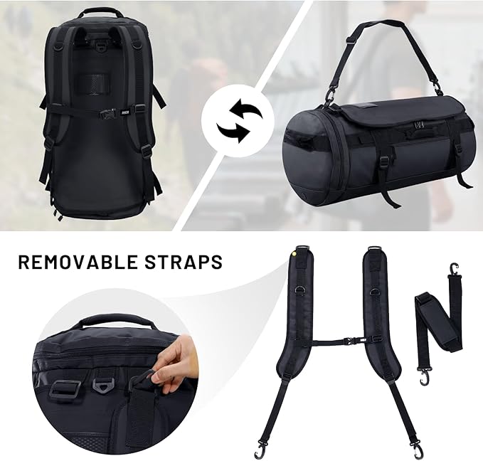 MIER Large Duffel Backpack Sports Gym Bag with Shoe Compartment, Heavy Duty and Water Resistant, Black, 90L