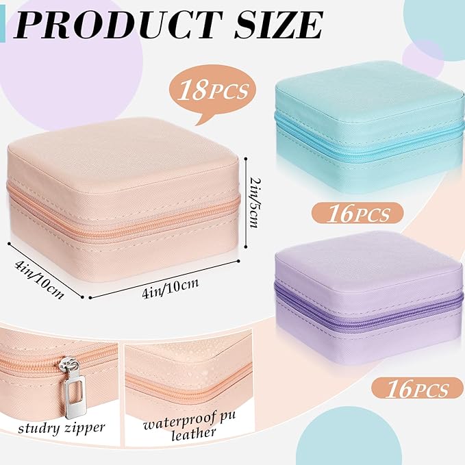 Batiyeer 50 Pcs Small Jewelry Travel Case Bulk Mini Jewelry Box Wedding Bridesmaid Proposal Return Gift for Pooja(Pink Purple Blue)