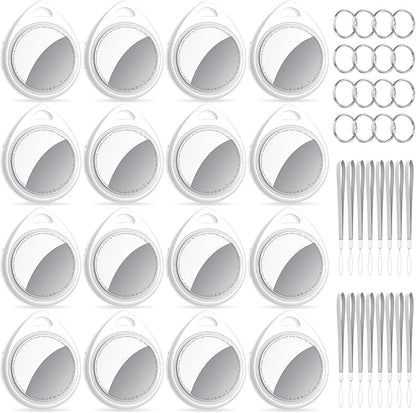 Tracker Tags-16 Pack, 5.3 Bluetooth Tracker Work with Apple Find My (iOS Only), 100dB Sound Finder, Smart Tags with Keychain/Lanyard, Item Finder for Luggage/Key/Suitcase, Replaceable Battery.