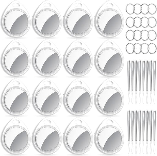 Tracker Tags-16 Pack, 5.3 Bluetooth Tracker Work with Apple Find My (iOS Only), 100dB Sound Finder, Smart Tags with Keychain/Lanyard, Item Finder for Luggage/Key/Suitcase, Replaceable Battery.