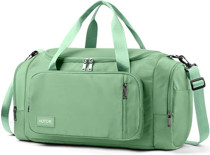 HOTOR Gym Bags for Men & Women - Spacious Duffle Bag with Shoe Compartment & Wet Pocket, Carry On Weekender Bag Portable Sports Duffel Bag for Workout, Fitness, Travel, Green, 20.5" x 11.0" x 10.6"