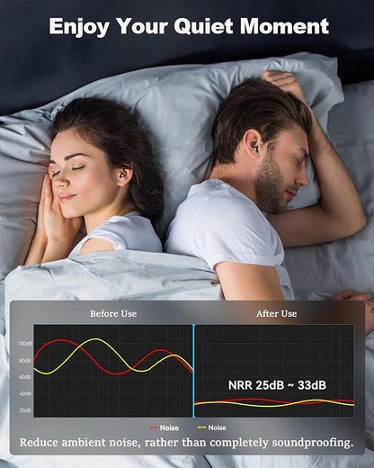 Ear Plugs for Sleeping - Noise Reduction Soft Silicone Earplugs, 2 Pairs Reusable Hearing Protection Earplugs for Noise Sensitivity, Sleep,Travel,Sound Reduction Noise Cancelling - (Black & Silver)