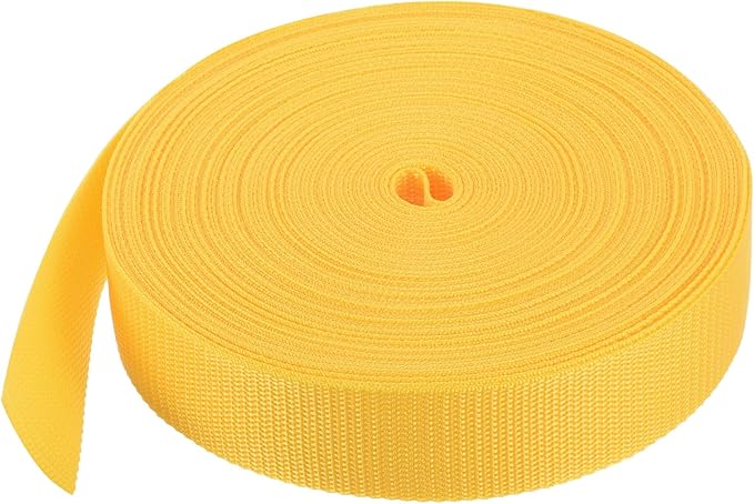 MECCANIXITY Lightweight Polypropylene Webbing Strap 1 1/2" 25 Yard Backpack Strapping Band Dark Yellow for Outdoor Luggage Cargo Straps