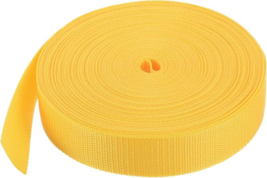 MECCANIXITY Lightweight Polypropylene Webbing Strap 1 1/2" 25 Yard Backpack Strapping Band Dark Yellow for Outdoor Luggage Cargo Straps