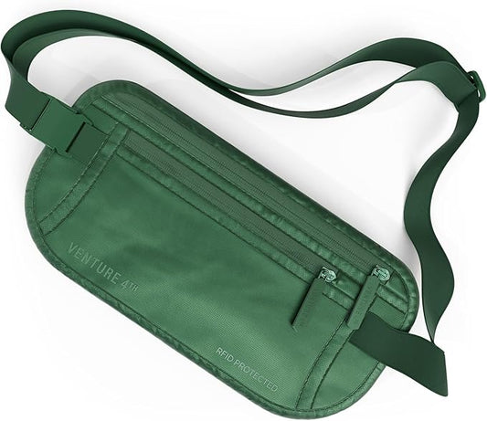 Travel Money Belt, RFID Blocking for Men & Women - Ideal for Keeping Your Cash, Credit Card, Passport, Phone Safe When Traveling (Sleek Army Green)