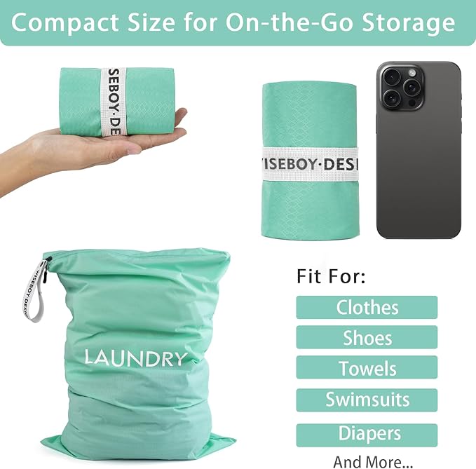 WiseBoy 2 Pack Laundry Bags, Washable Wet Dry Bag, Travel Laundry Bag Dirty Clothes Organizer, Swimming Yoga Bathing Suit Workout Wet Dry Bag - Blue