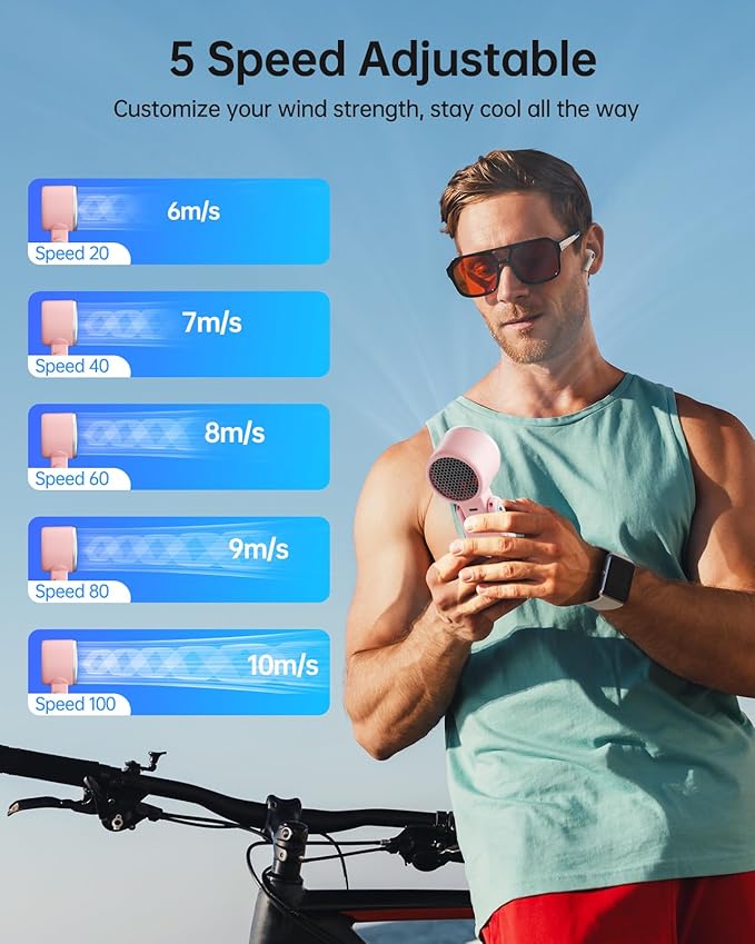 TriPole Portable Handheld Turbo Fan with Ice Cooling, 5 Speed Battery Rechargeable Foldable 3 in 1 Mini Fan, Neck & Desk Fan, Quiet Personal Fans for Outdoor, Travel, Camping, Hiking, Working