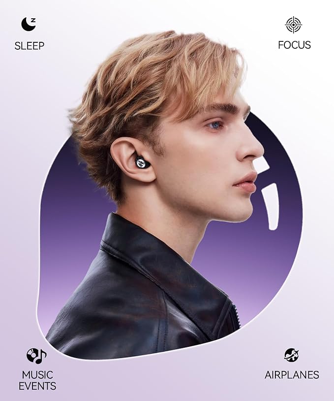 Ear Plugs for Sleeping Noise Cancelling 50dB Concert Earplugs for Noise Reduction Reusable Soft Silicone Ear Plugs for Snoring Shooting Work Motorcycle Airplane Musician with 7 Eartips Case Black