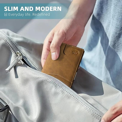 Zitahli Money Clip Wallets for Men,Slim Bifold Wallet 10-12 Cards, Mens Leather Wallet with ID Window,RFID Blocking Thin Minimalist Credit Card Holder,Gifts for Him